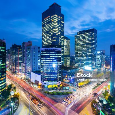 Traffic trails in the Gangnam district